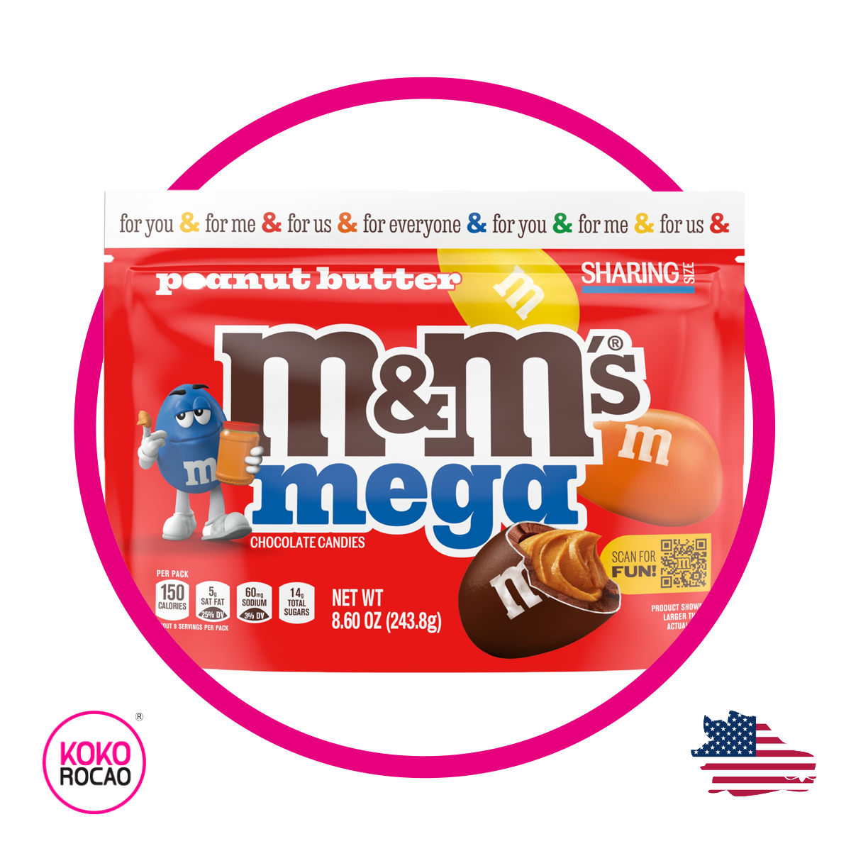 Bolsa de M&M's Mega Peanut Butter 243.8 g