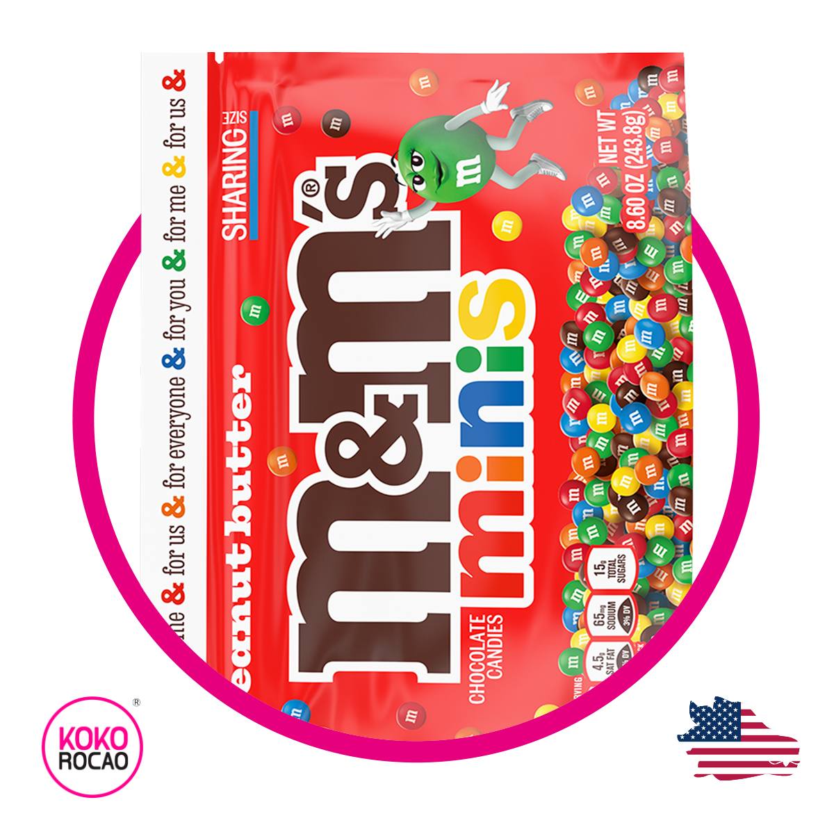Bolsa de M&M's Minis Peanut Butter Stand Up 243.8 g