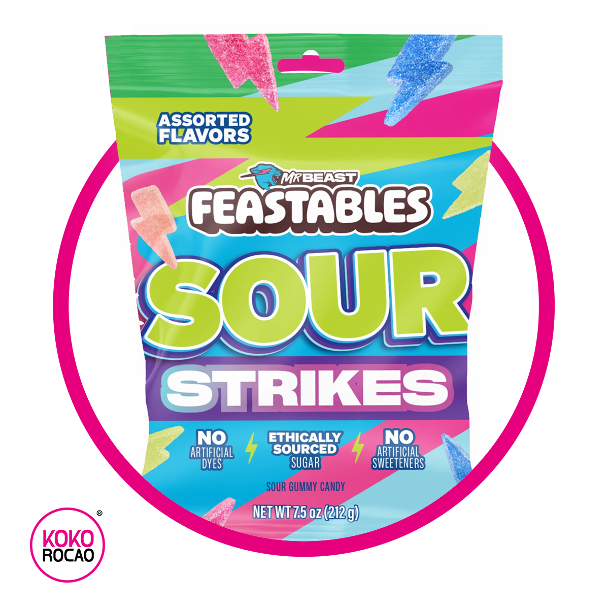 Bolsa de Mr Beast Feastables Sour Strikes Assorted 212 g