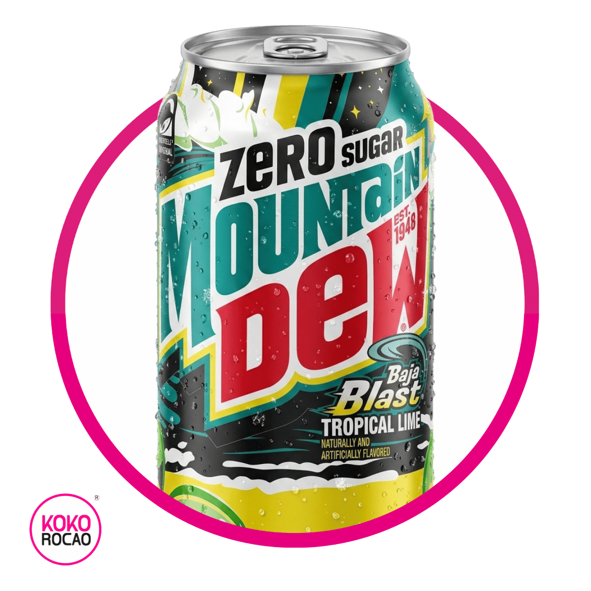 Lata de MTN Dew Baja Blast Zero Sugar 355 ml