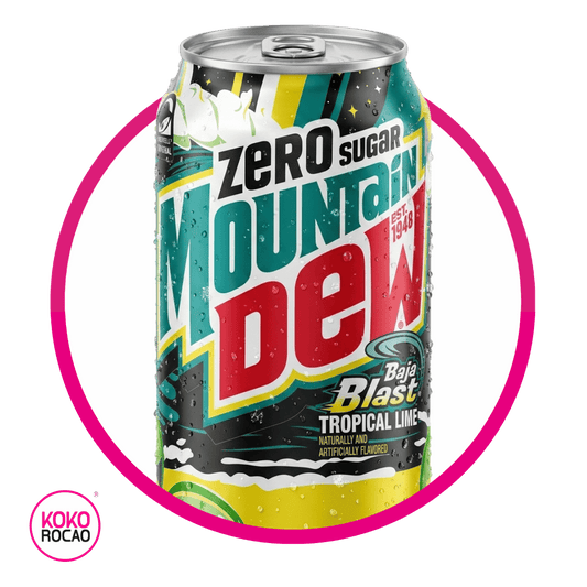 Lata de MTN Dew Baja Blast Zero Sugar 355 ml