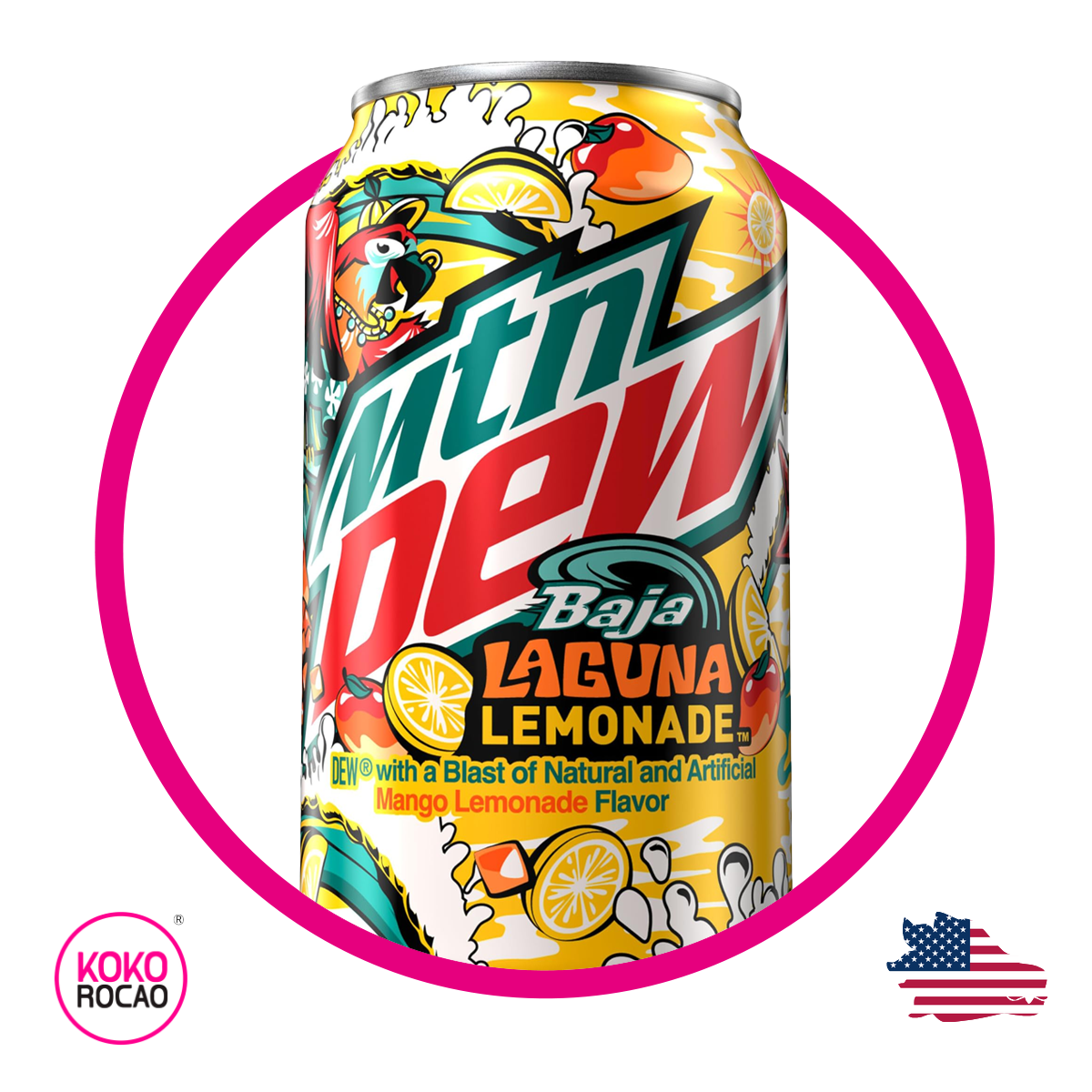 Lata de MTN Dew Baja Blast Laguna Lemonade 355 ml