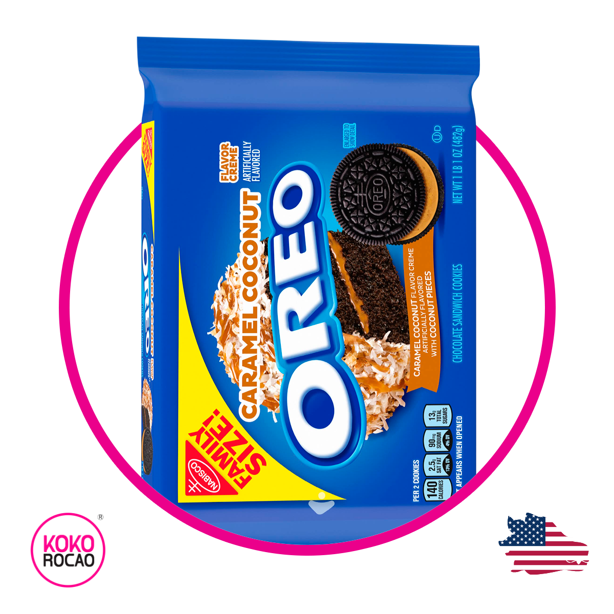 Bolsa de Nabisco Oreo Coconut Caramel 482 g