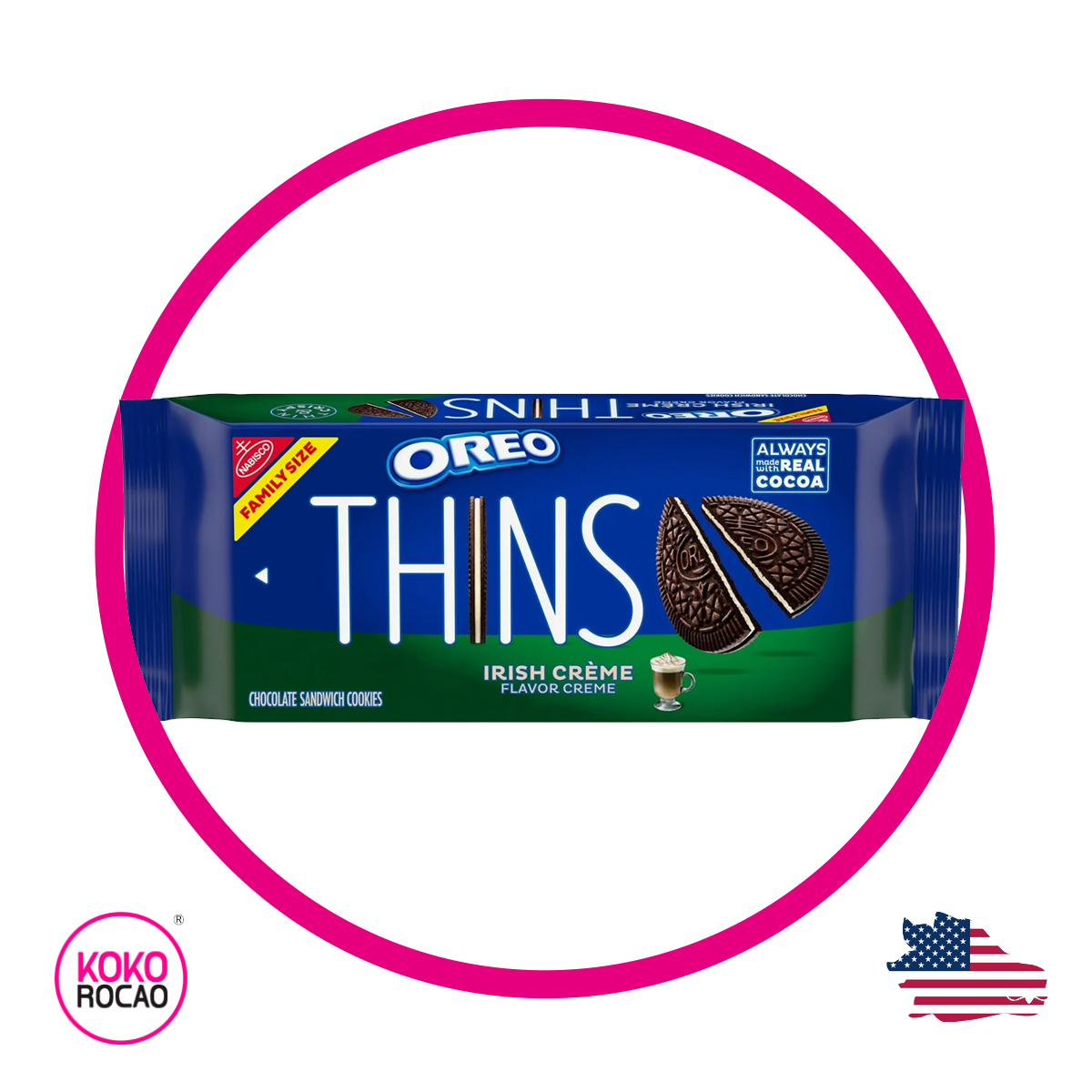 Bolsa de Nabisco Oreo Thins Irish Creme 334 g