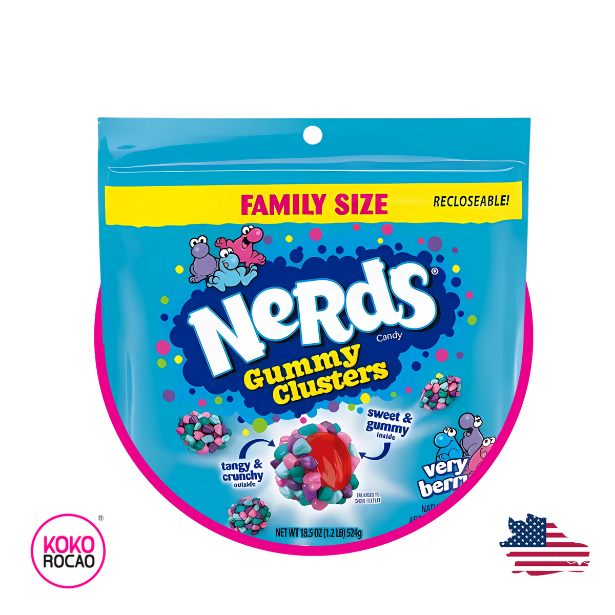 Bolsa de Nerds Clsuters Very Berry 524 g