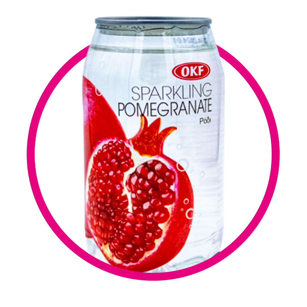 Lata de OKF Sparkling Pomegrade Sparkling Water 350 ml
