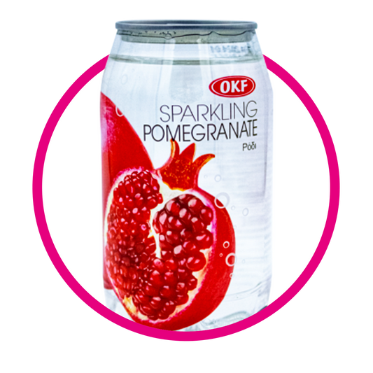Lata de OKF Sparkling Pomegrade Sparkling Water 350 ml