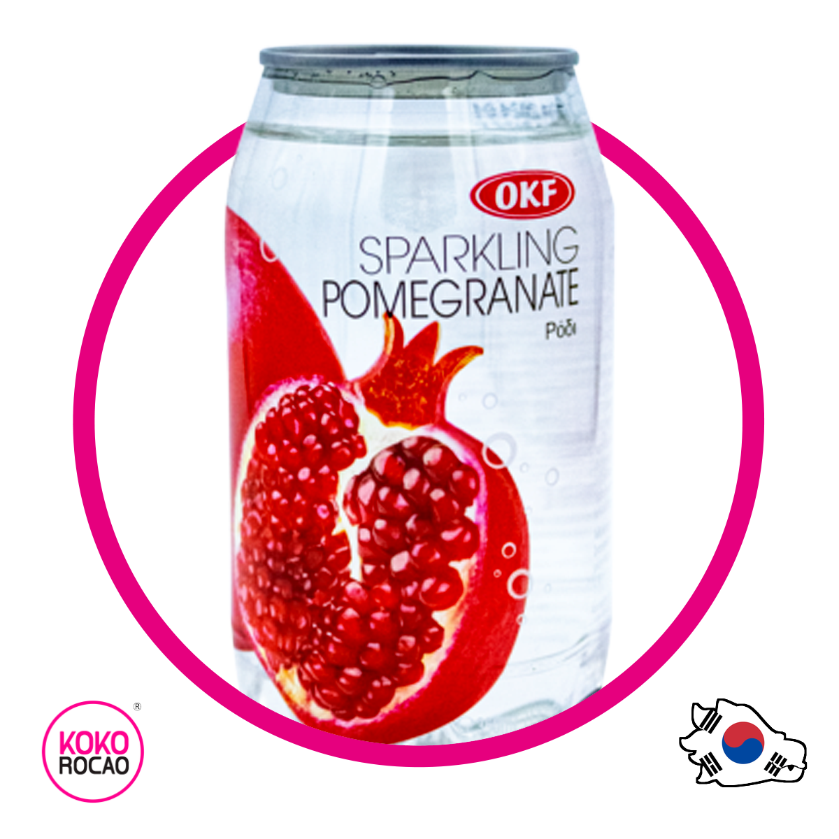 Lata de OKF Sparkling Pomegrade Sparkling Water 350 ml
