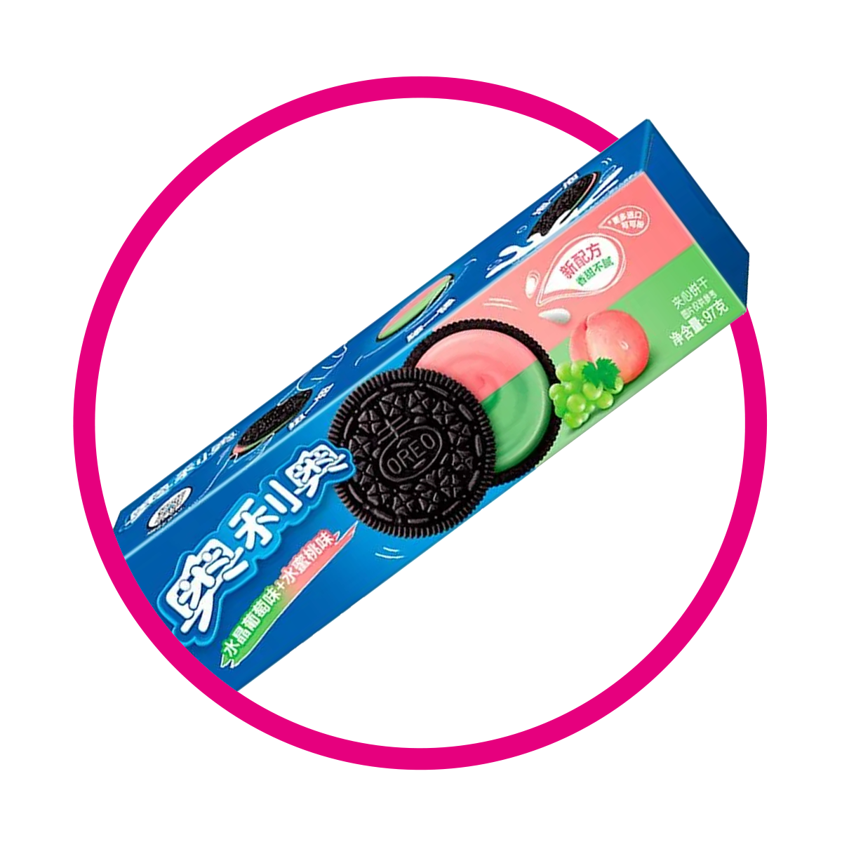Caja de Oreo Chinas Durazno y Uva 97 g