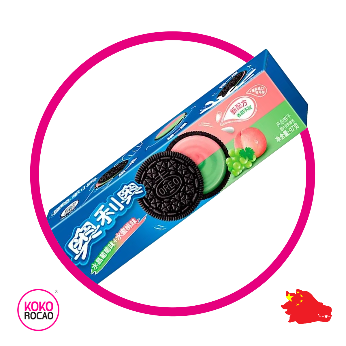 Caja de Oreo Chinas Durazno y Uva 97 g