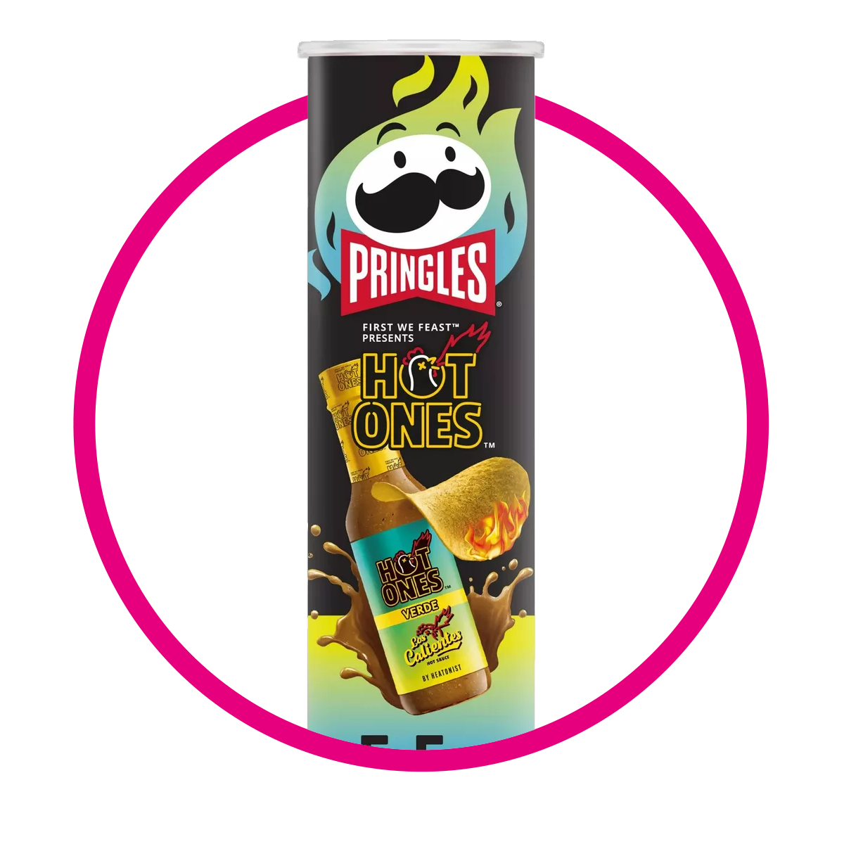 Lata de Pringles Hot Ones Green Saulce 158 g