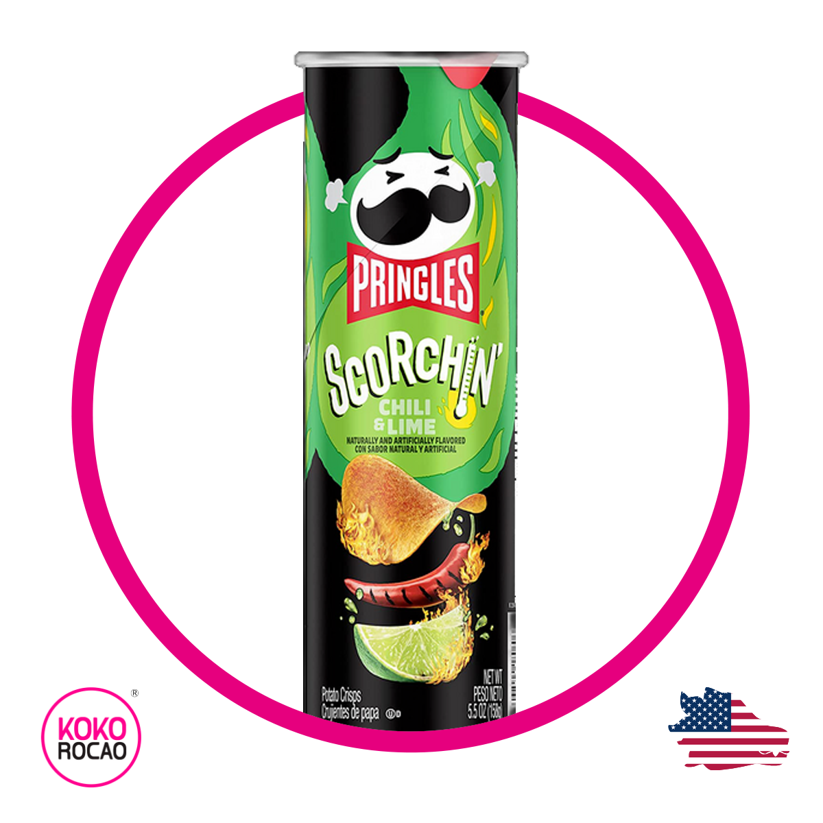 Lata de Pringles Scorchin Hot Chili Lime 158 g