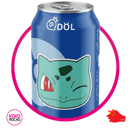 Lata de QDOL Bulbasaur Grape Sparkling Water 330 ml