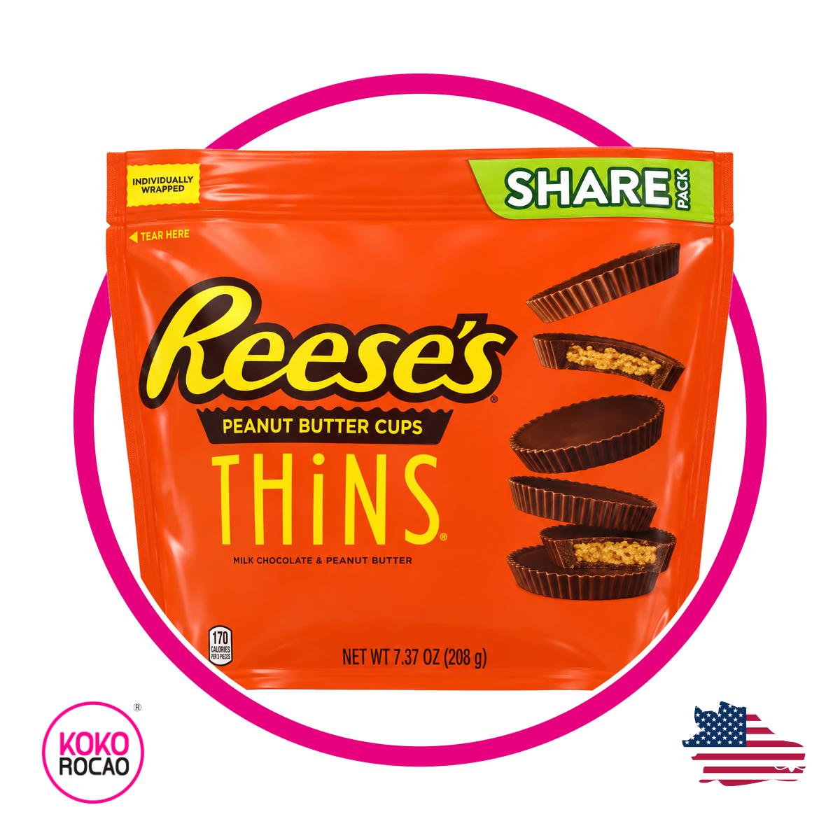 RESSES PEANUT BUTTER CUPS THINS BOLSA 208G