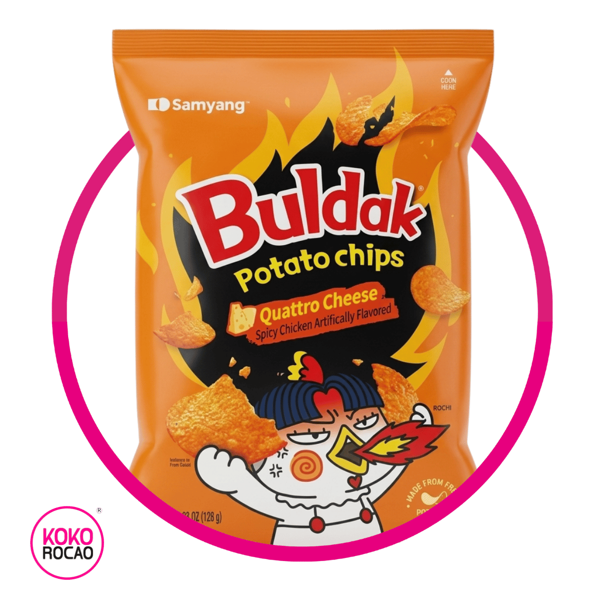 Bolsa de Samyang Buldak Potato Chips Cuatro Quesos 120 g