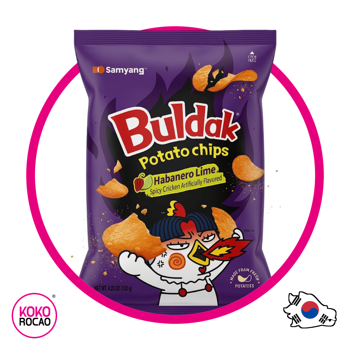Bolsa de Samyang Buldak Potato Chips Habanero Lime 120 g