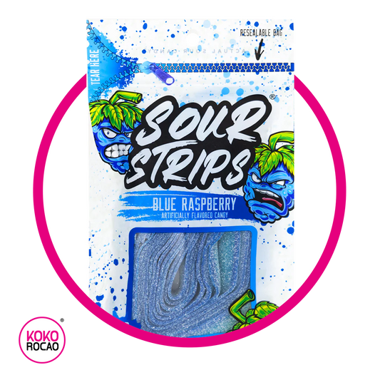 Bolsa de Sour Strips Blue Raspberry 96 g