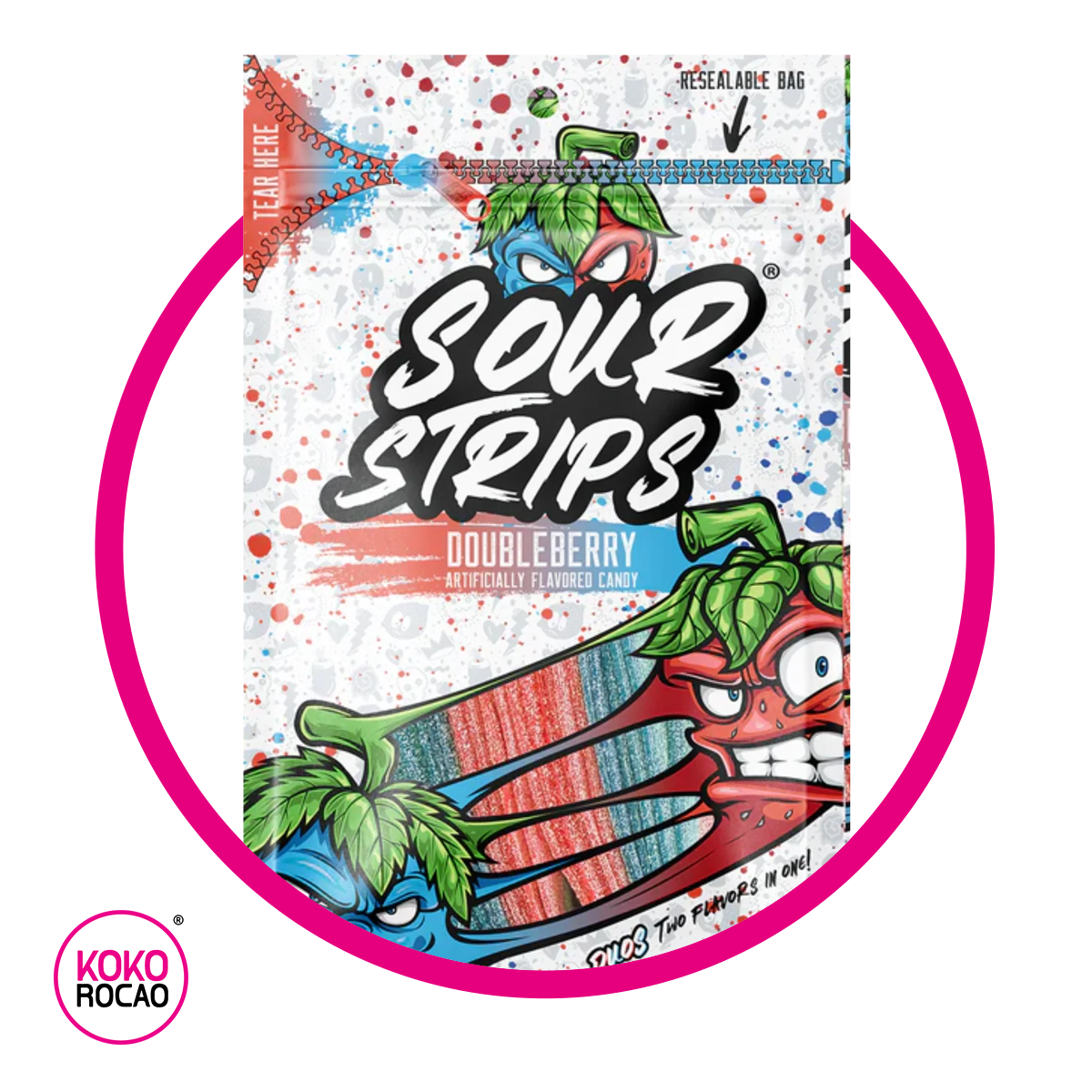 Bolsa de Sour Strips Double Berry 96 g