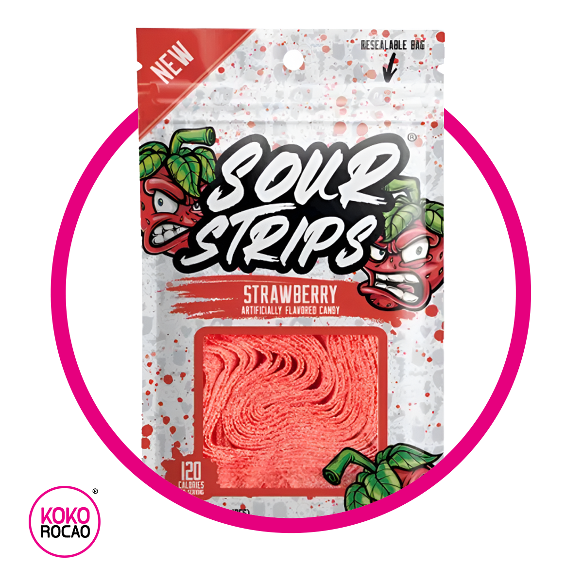 Bolsa de Sour Strips Strawberry 96 g