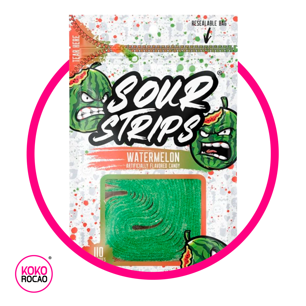 Bolsa de Sour Strips Watermelon 96 g