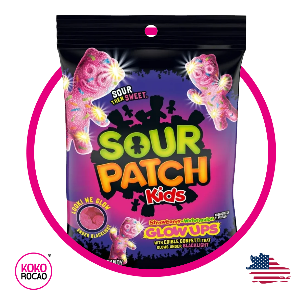 Bolsa de Sour Patch Kids Glow Ups 190 g