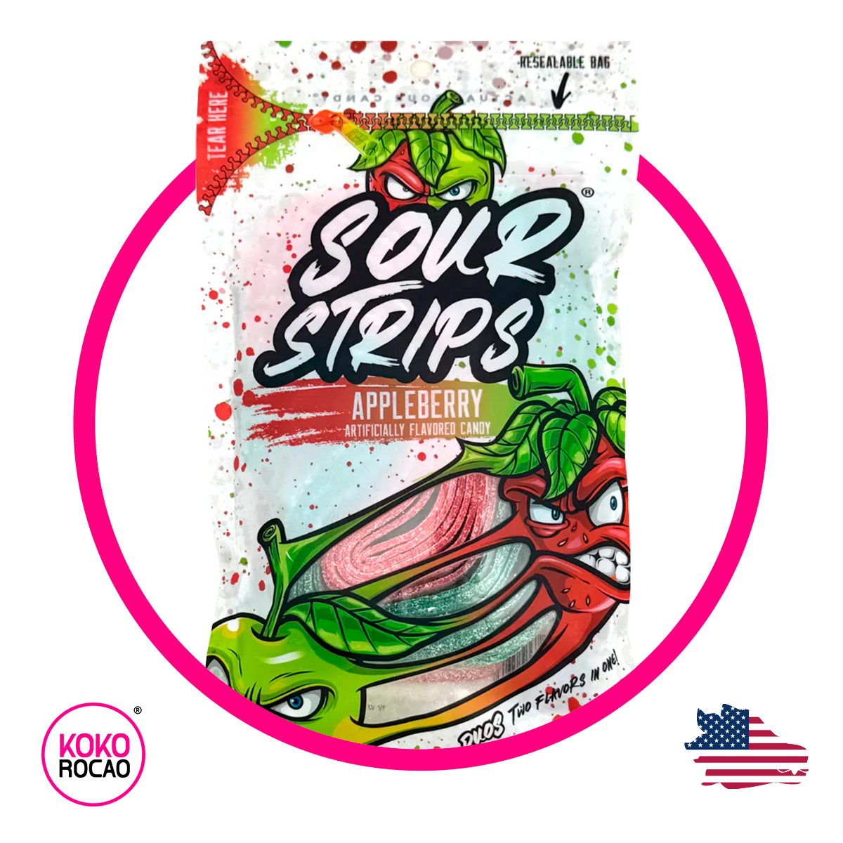 Bolsa de Sour Strips Appleberry 96 g