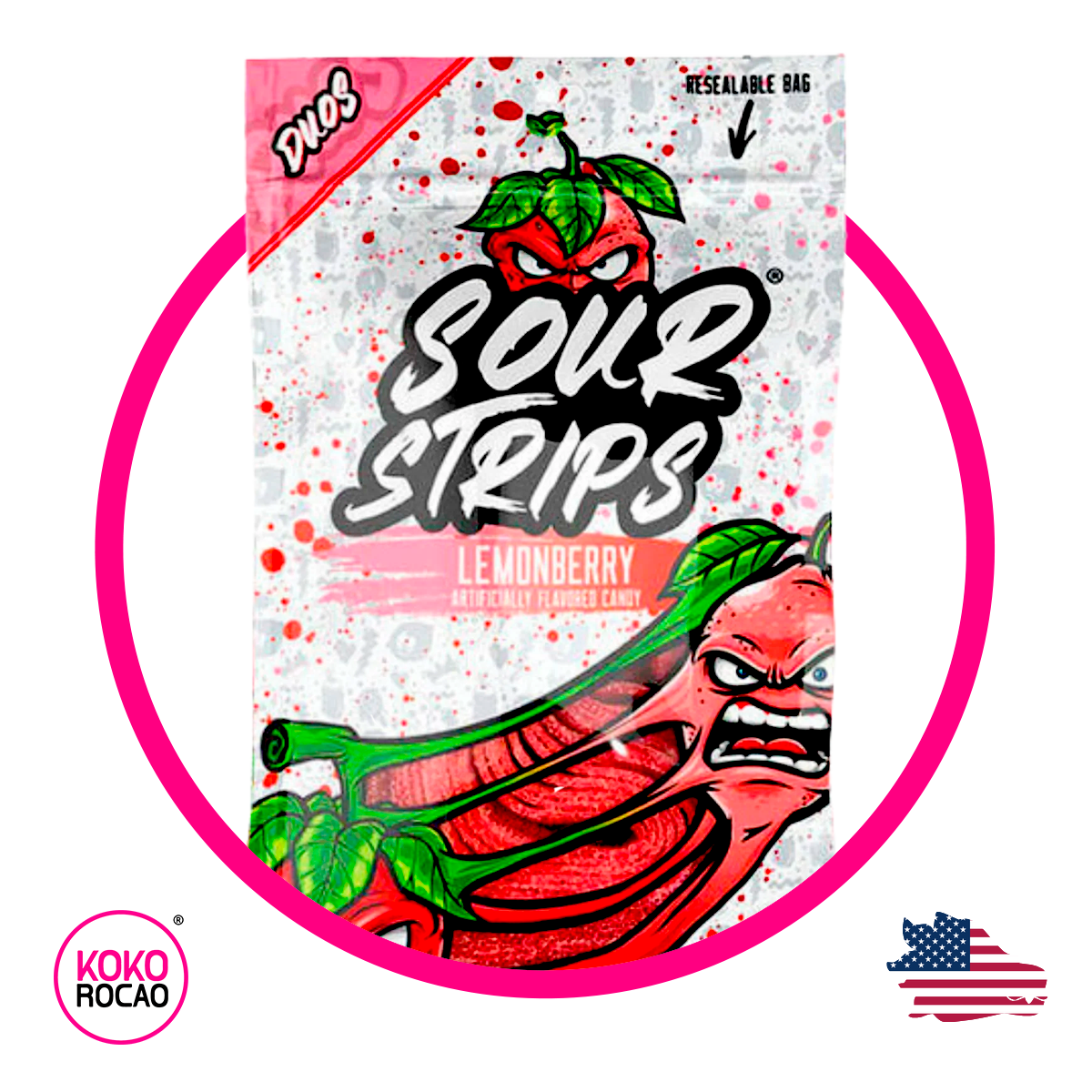 Bolsa de Sour Strips Lemonberry 96 g