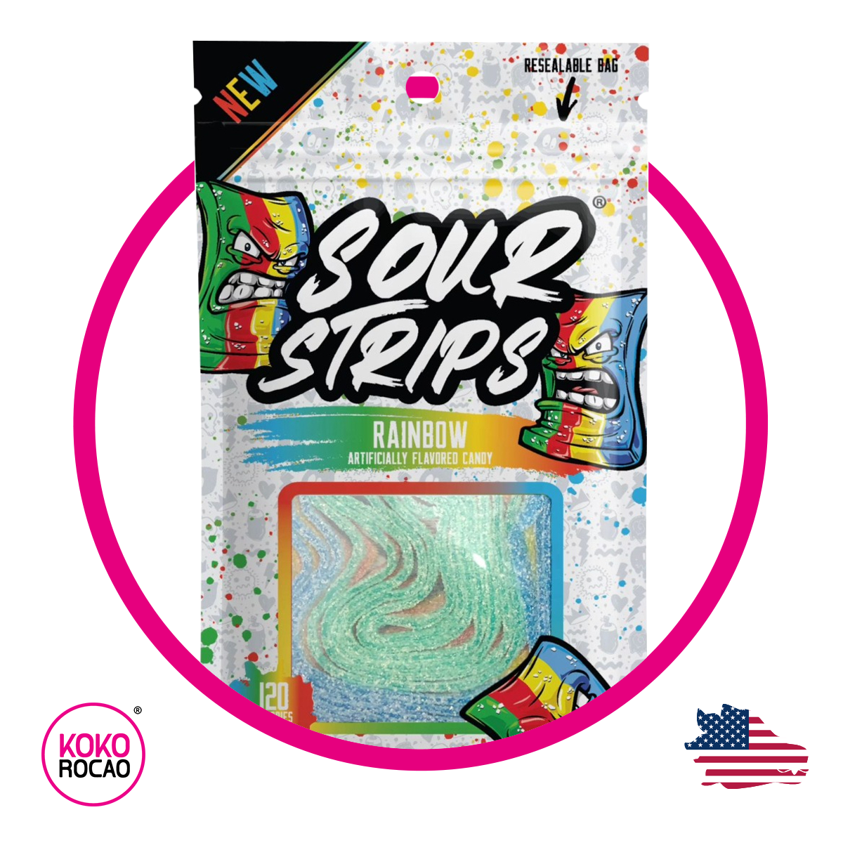 Bolsa de Sour Strips Rainbow 96 g