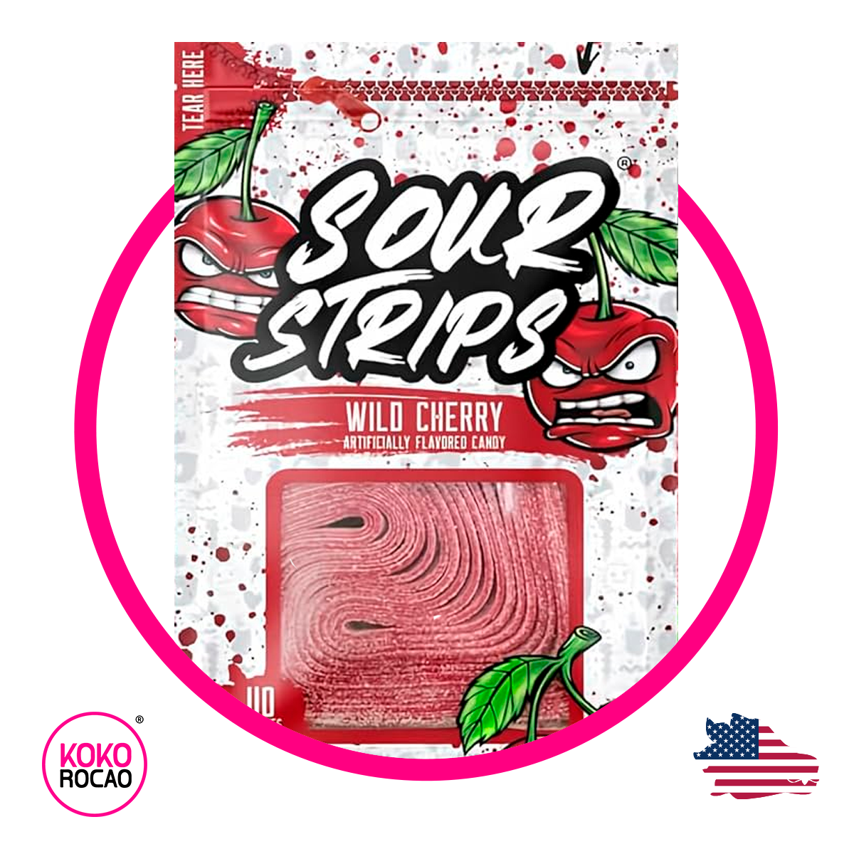 Bolsa de Sour Strips Wild Cherry 96 g