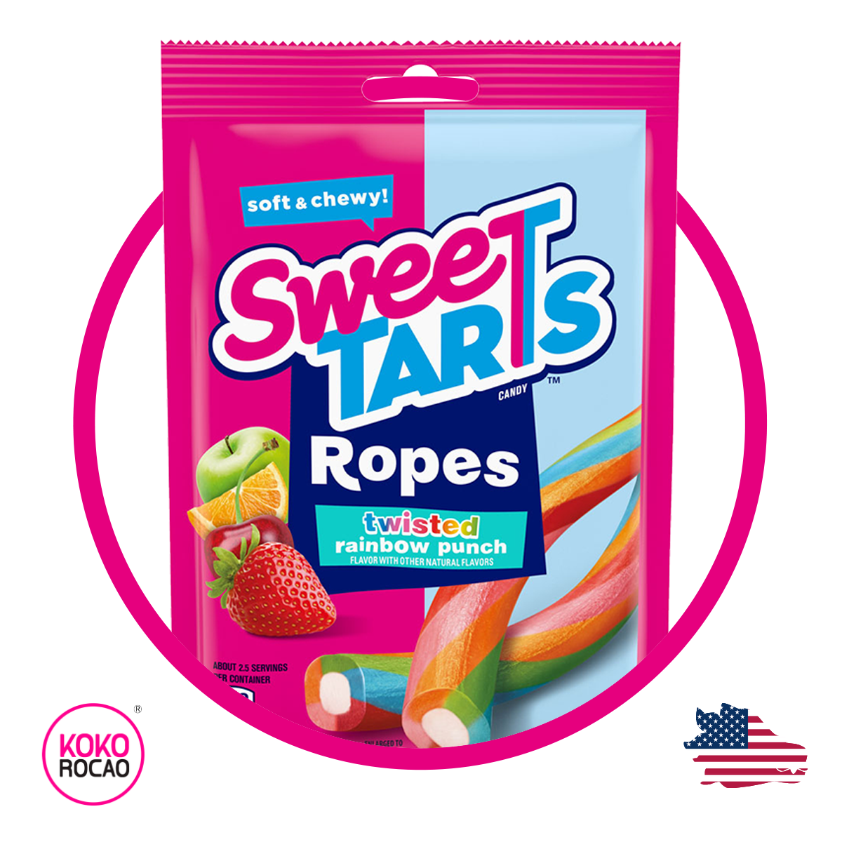 Bolsa de SweeTARTS Ropes Twisted Rainbow Punch 85 g