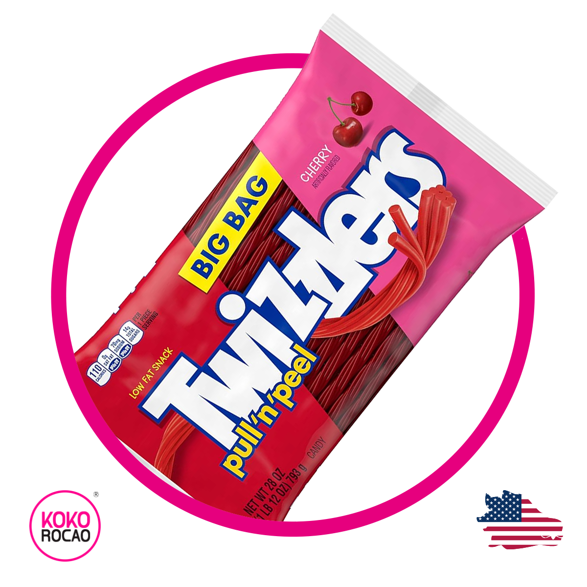 Bolsa de Twizzlers Pullnpeel Cereza Licorice 396 g