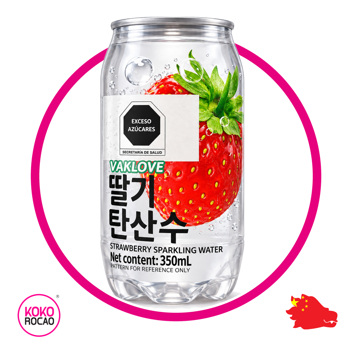 VAKLOVE STRAWBERRY SPARKLING WATER LATA 350ML