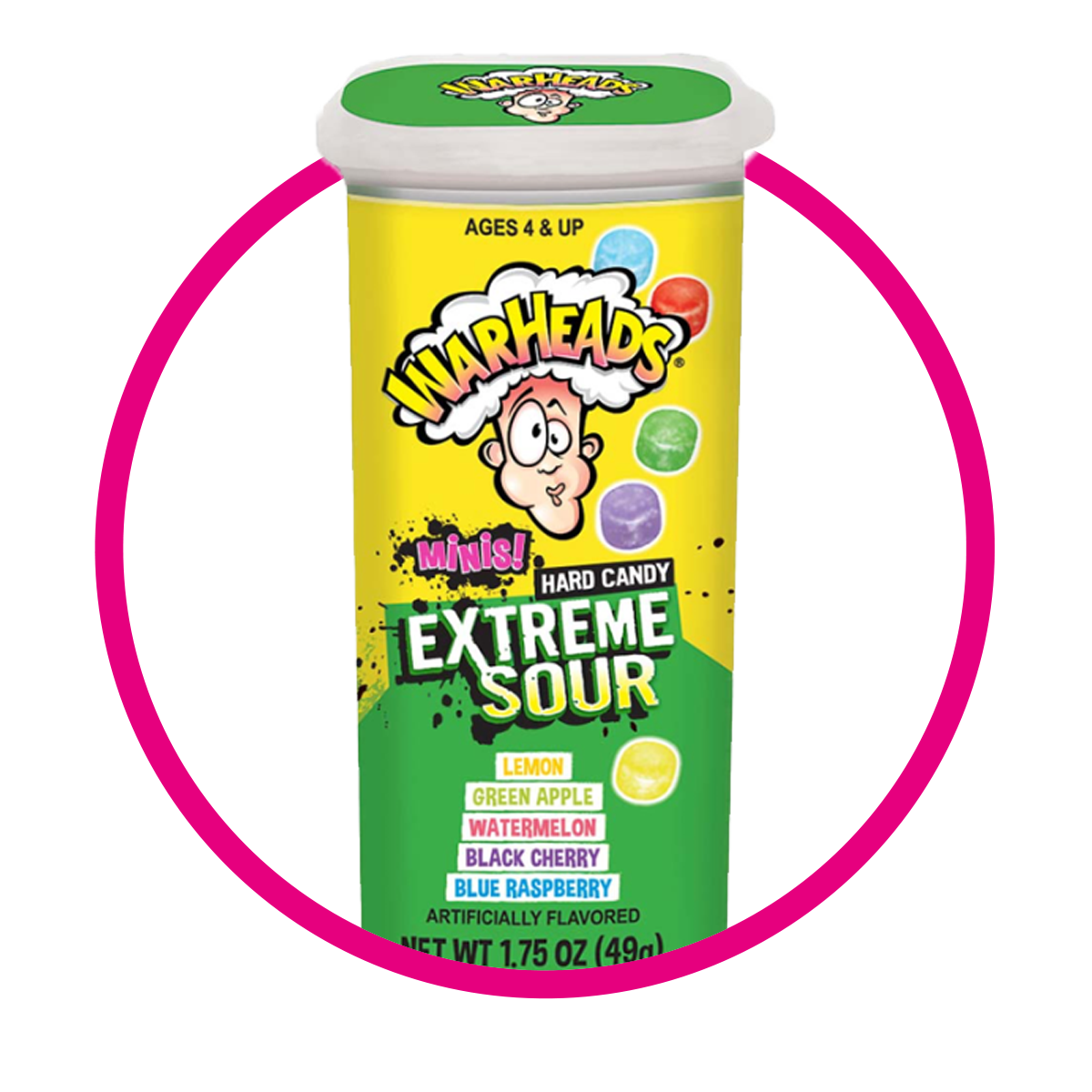 Bote de Warheads Minis Extreme Sour 49 g
