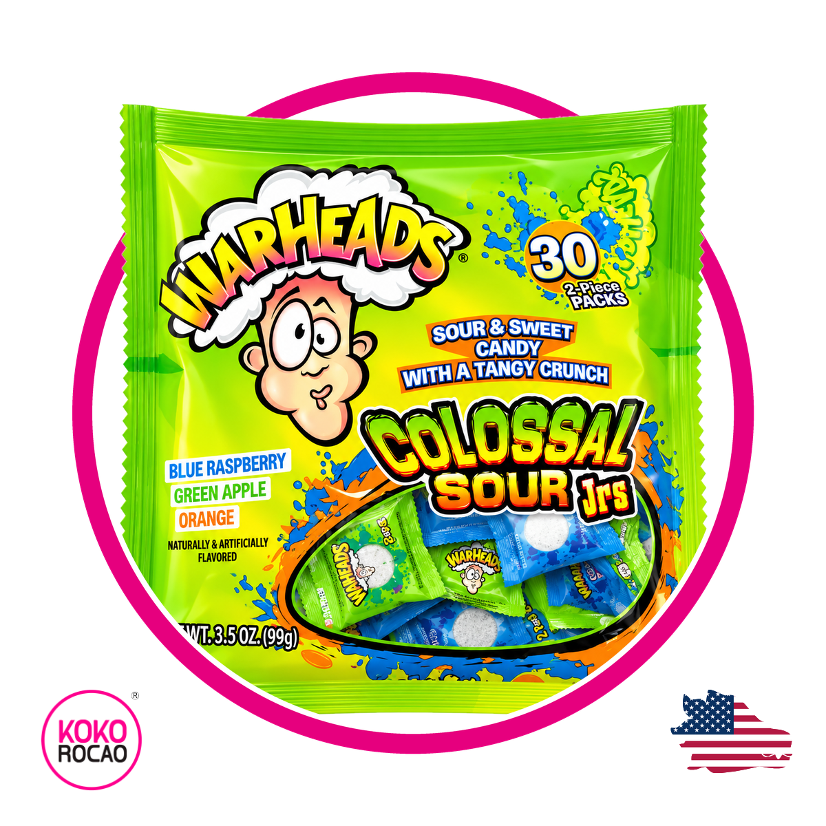 Bolsa de Warheads Colosal Sour Jrs 99 g