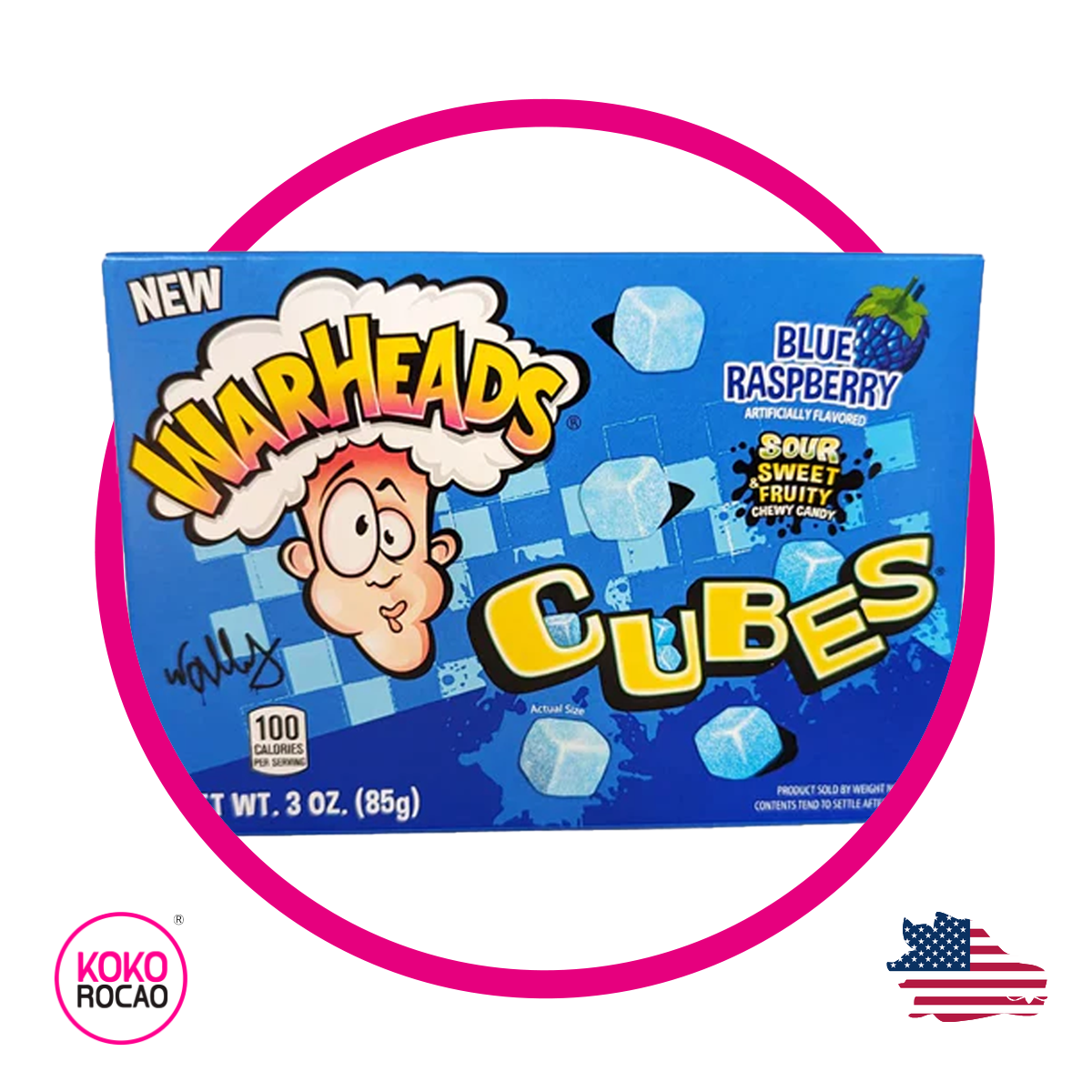 Caja de Warheads Cubes Blue Raspberry 85 g