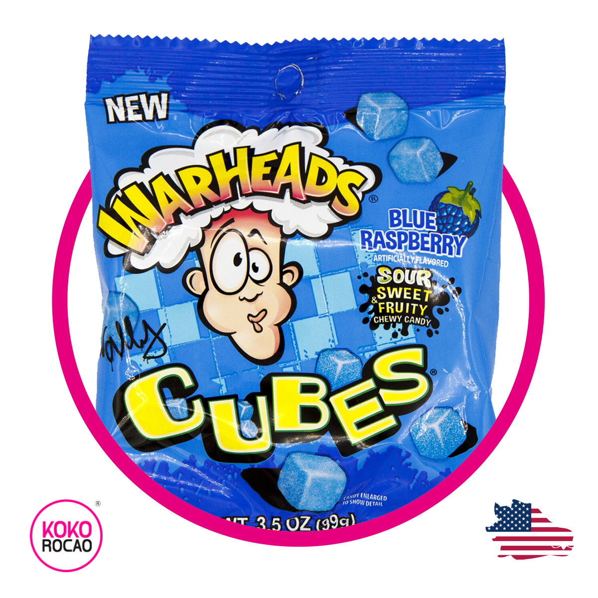 Bolsa de Warheads Cubes Sour Blue Rasperry 99 g