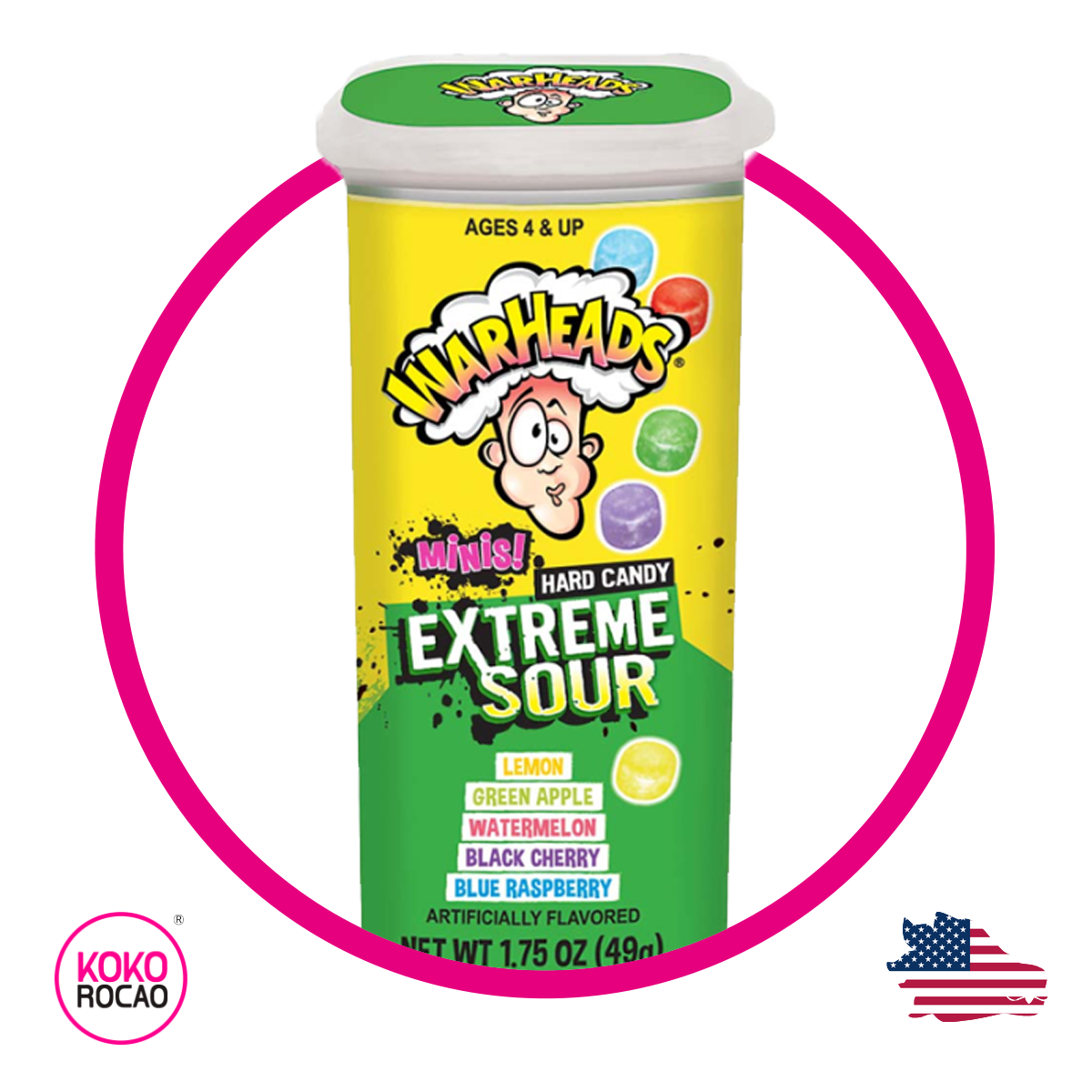 Bote de Warheads Minis Extreme Sour 49 g