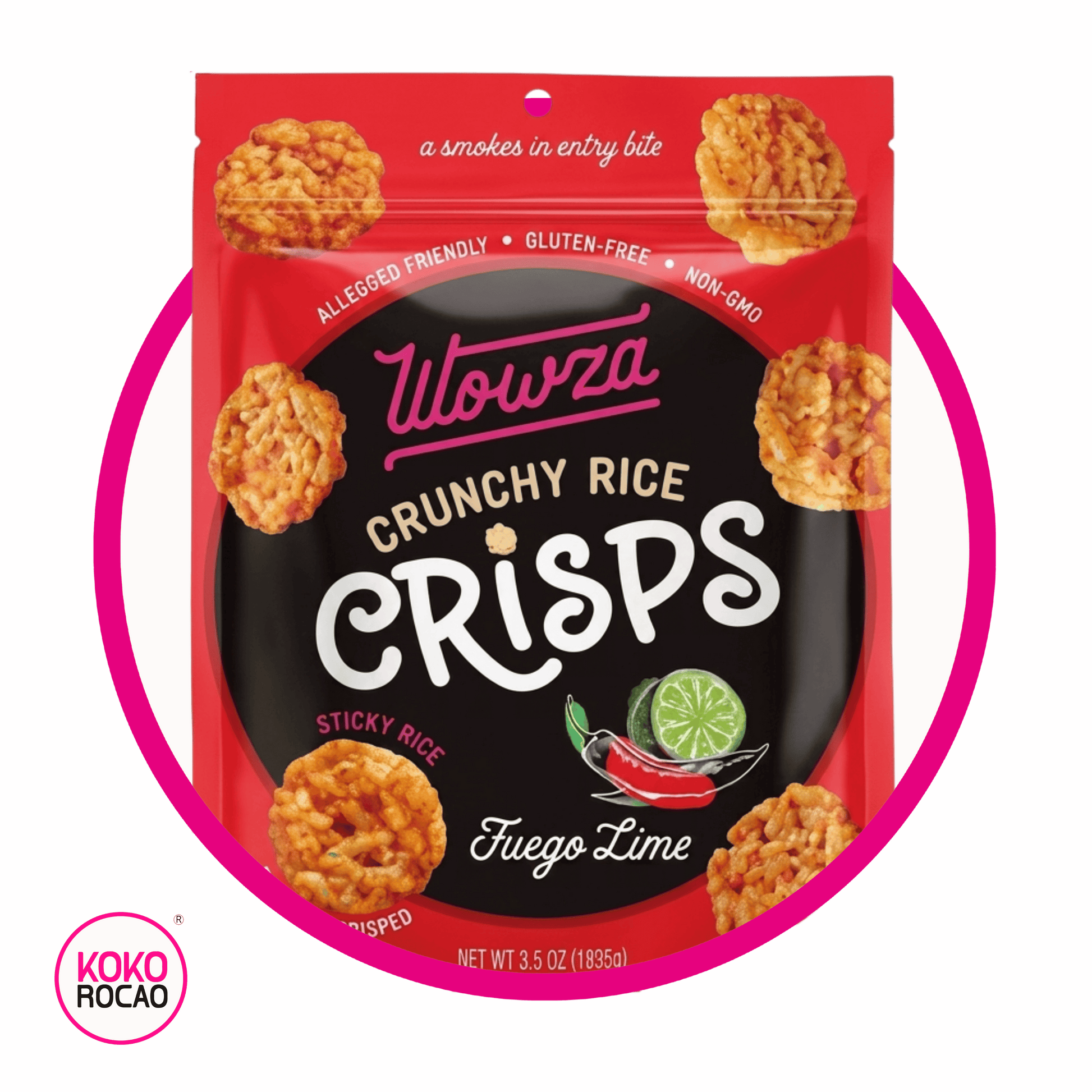 Bolsa de Wowza Crunchy Rice Crisps Fuego Lime 100